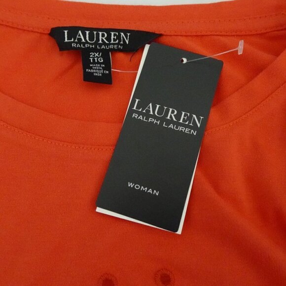 Ralph Lauren Logo Top Women's 2X Orange Embroidered Short Sleeve - Picture 5 of 8